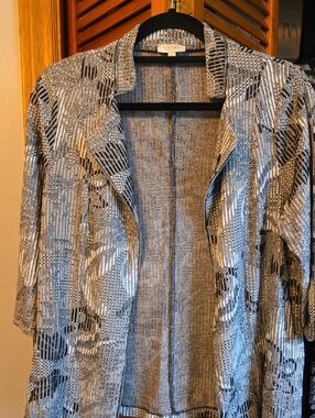 LAURA Scott Silver & Black Open-Front Blazer